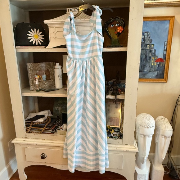 STS Sail to Sable XS blue striped maxi dress tie straps nwt - Picture 3 of 6